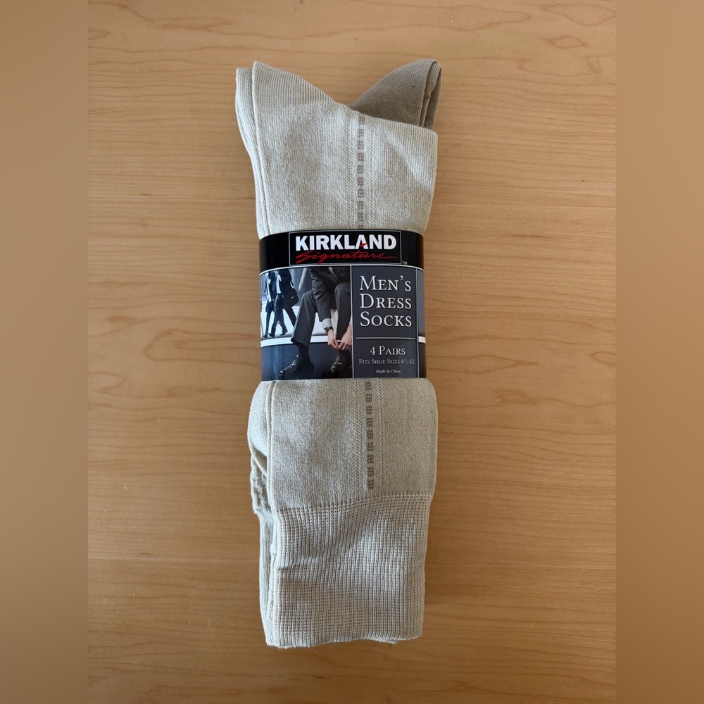 Kirkland Signature Costco Tan Khaki Dress Socks 4 Pairs Large